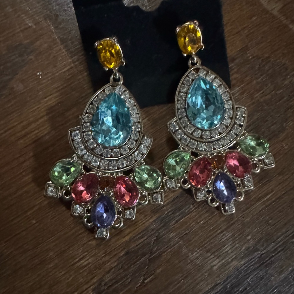 Elegant Multicolor Crystal Drop Earrings